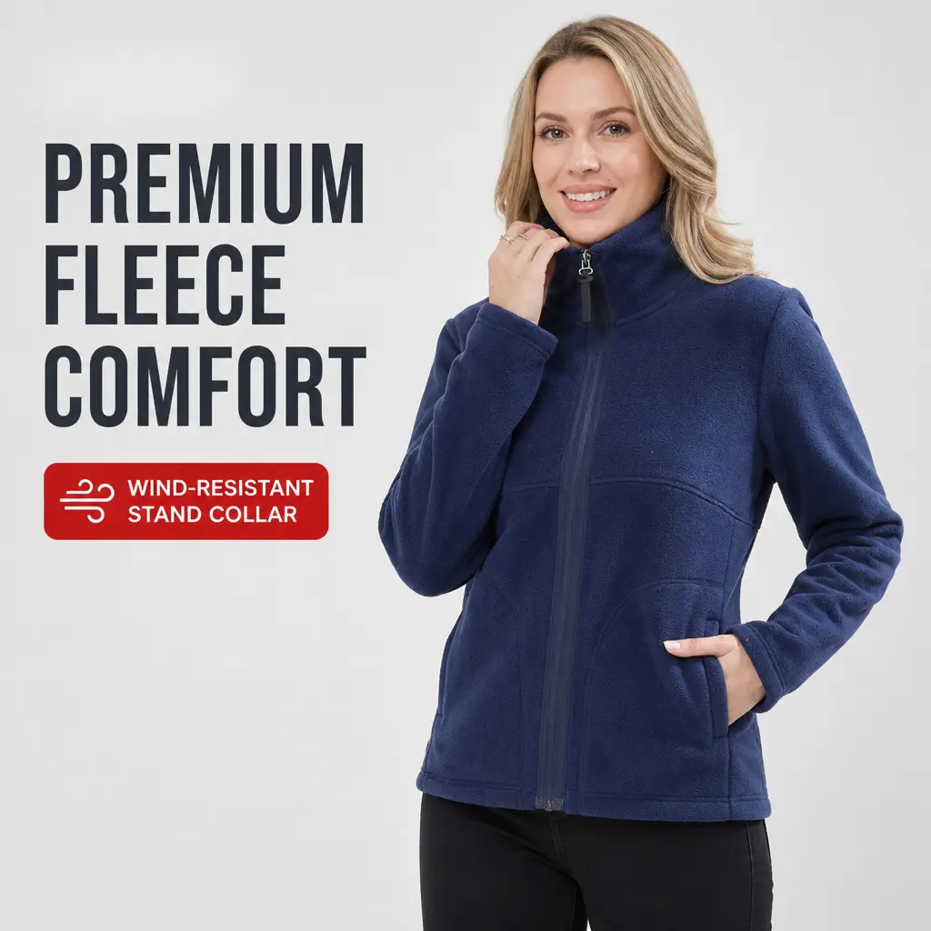 Women's Classic-Fit Full-Zip Polar Soft Fleece Jacket, Outerwear Coat with Cuffs