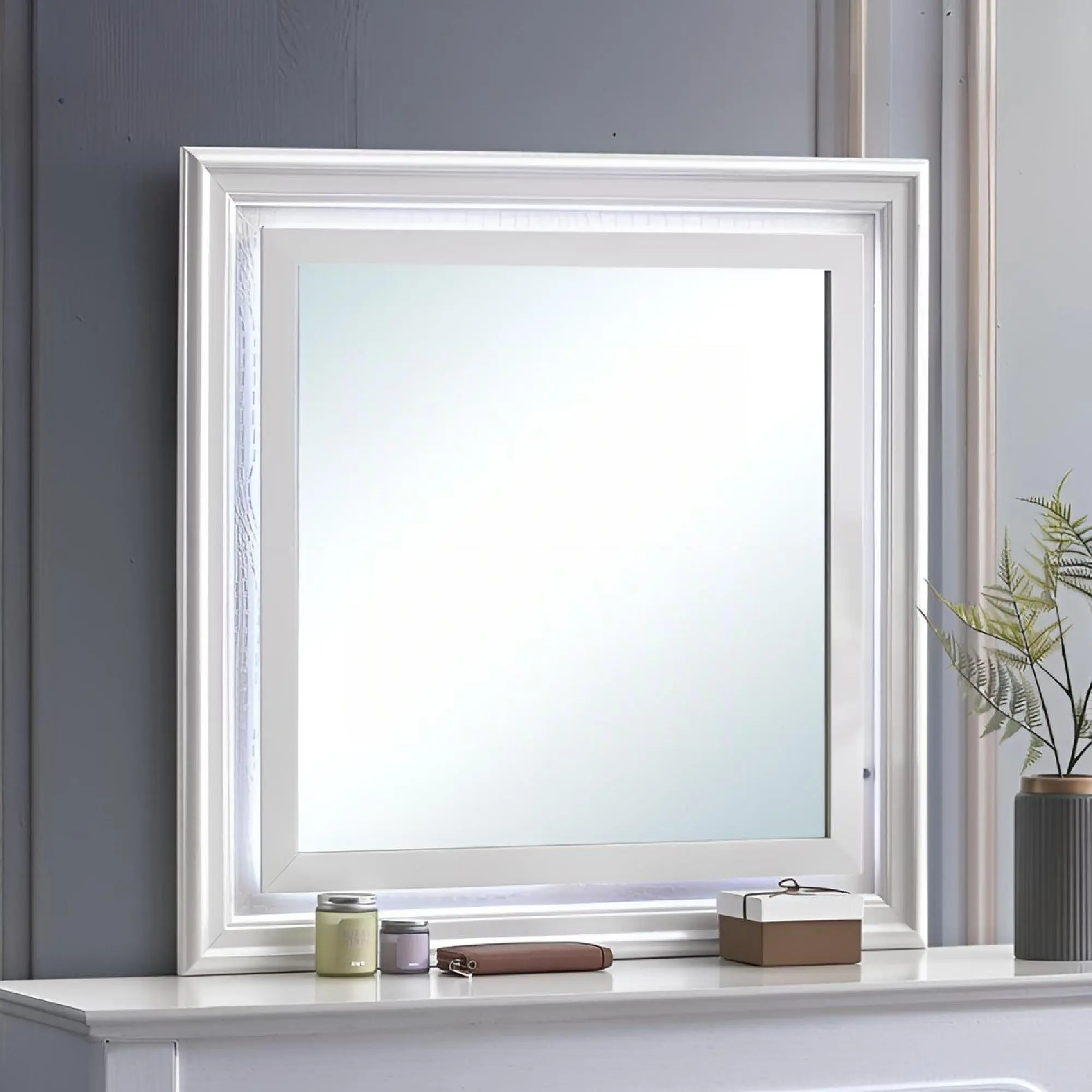 ARCH Verona G6735-M Pearl White Bathroom Mirror Cabinet Wall Mounted Medicine Cabinet with Storage Shelf, Modern Vanity Mirror for Bathroom, Bedroom, Living Room, Hallway, Entryway, Home Decor, Single Door Mirror Cabinet, Home Furniture and
