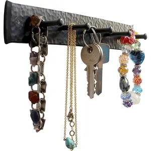Rustic Wall Hooks for Hanging Accessories, Towel, Leash, Jewelry Hanger - Farmhouse-Style Homes - Vintage Iron Keys and Towels Rack - 10 x 1.2 x 1.2 Inch