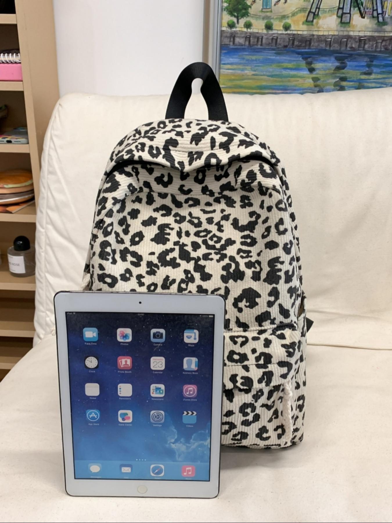 Fashion Leopard Pattern Backpack, Casual Large Capacity Backpack for Women, Lightweight Casual Commuting Bag for Daily Used, Casual Printed Backpack