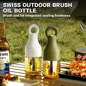 2 in 1 Oil Brush Bottle with Silicone Basting Brush, Leak Proof Oil Dispenser for Kitchen for Cooking, BBQ, Grilling, Vinegar