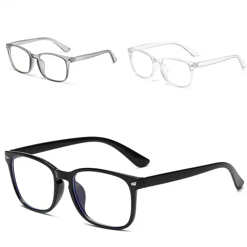 Blue Light Blocking Eyeglasses 3 Pack, Retro Square Fashion Frame Clear Pink Black, Anti Eye Strain Lightweight Eyewear for Computer Gaming Office and Daily Use