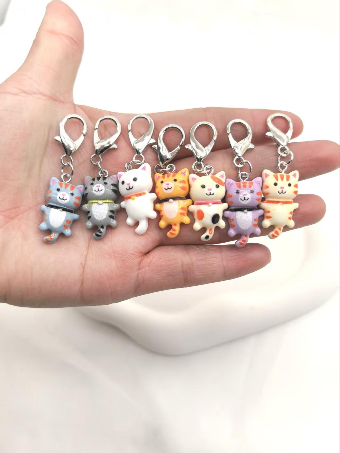 Cute Cat Design Keychain, Cartoon Animal Decor Keychain for Women & Men, Fashion Accessories for Bag & Car Key Decoration, Keychain Set