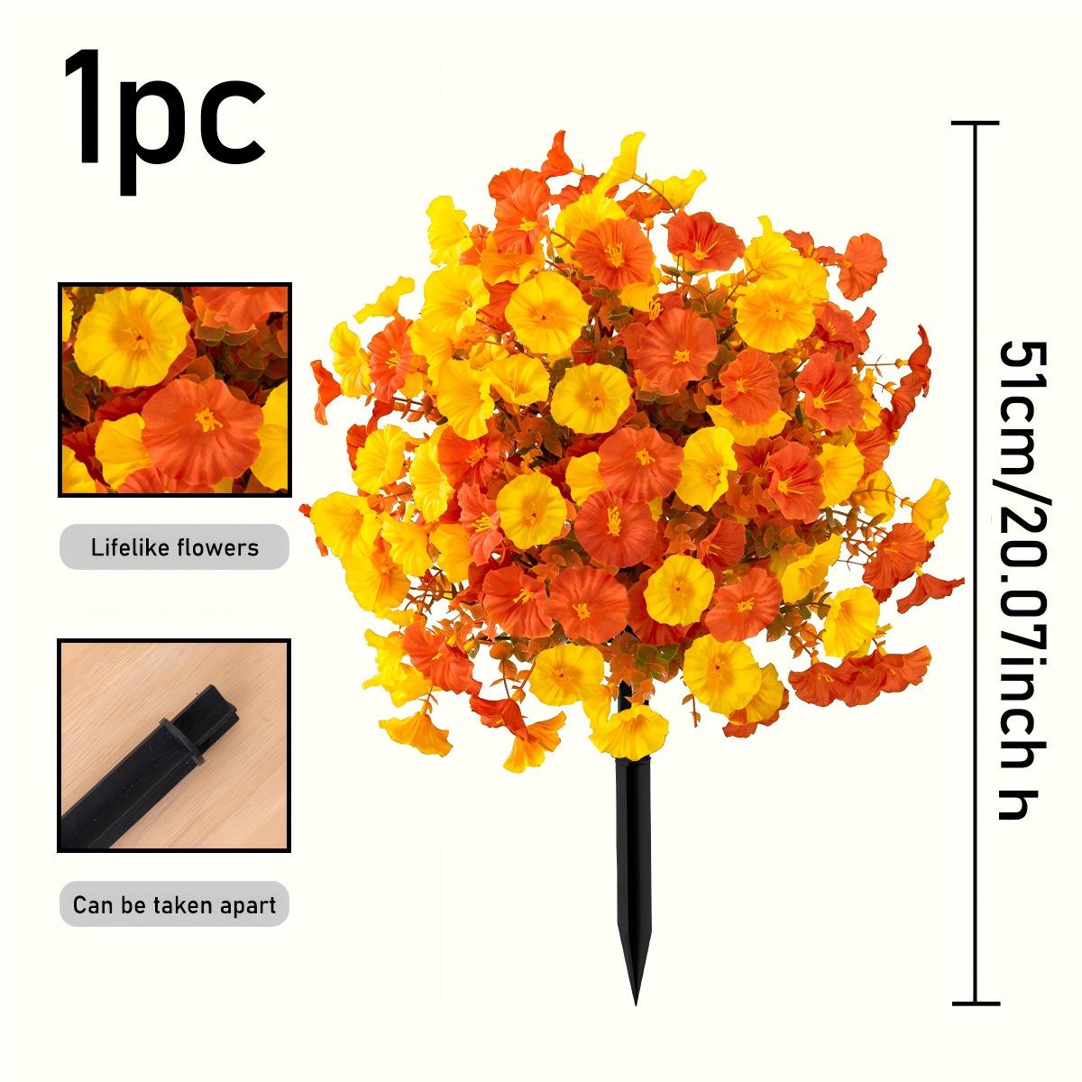 Artificial Flower Trumpet Flower With Ground Stake For Garden Decoration, Eucalyptus Artificial Flower Decoration, Artificial Green Plant, Suitable For Garden, Courtyard, And Outdoor Decoration