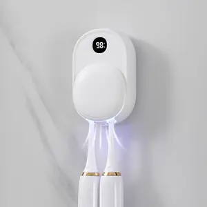 UV Toothbrush Sanitizer Holder Wall Mounted for, Travel Toothbrush Case, Electric Toothbrush Holder with UVA+UVC Light & Fan Drying, USB Toothbrush Cleaner