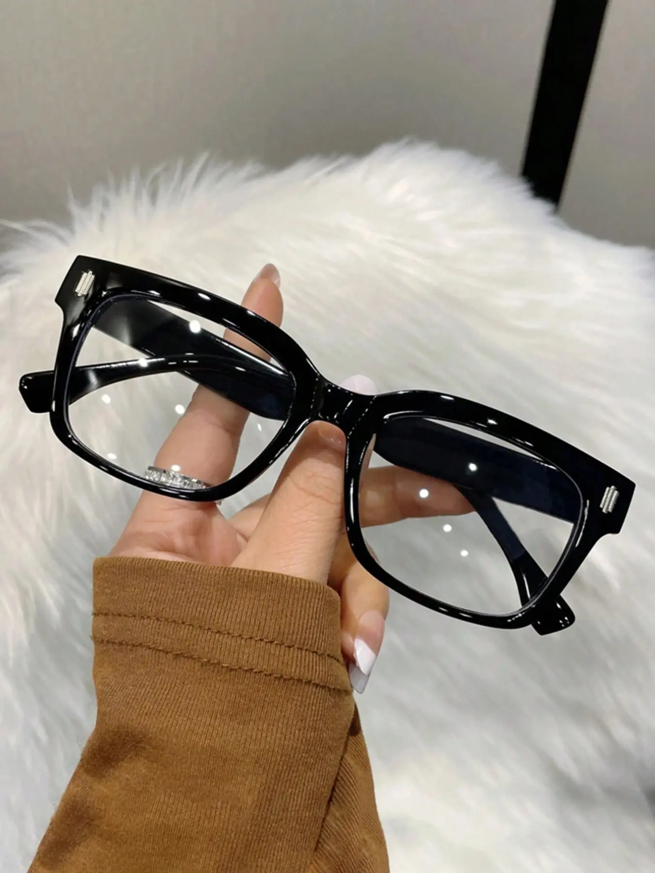 Women's Square Geometric Simple Design Small Frame Blue Light Blocking Glasses, Cute Fashion Transparent Eyewear for Daily Use