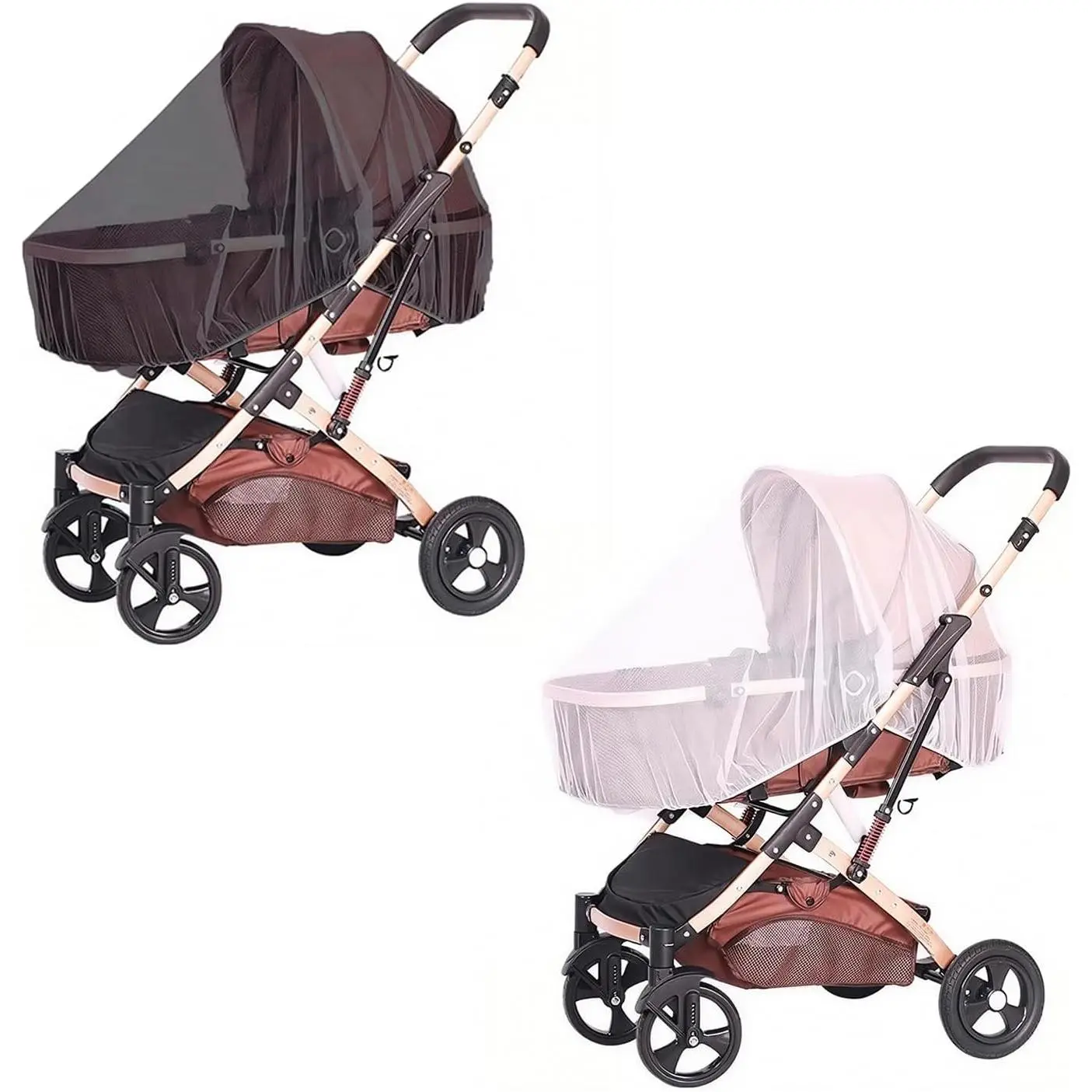 Baby Mosquito Netting (2-Pack, White&Black) - Durable Mesh Bug Cover with Elastic Edge, Universal Fit for Strollers, Bassinets, All Seasons, No Warning Applicable