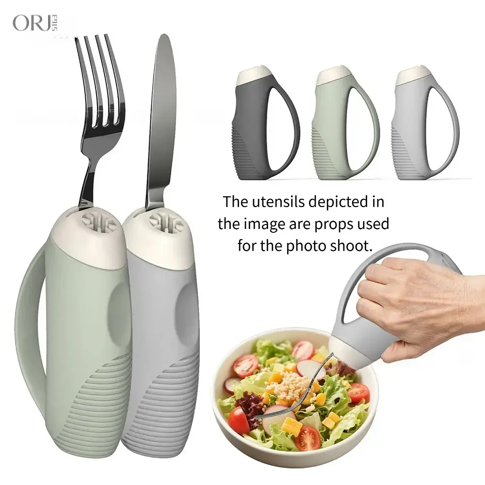 Universal Silicone Utensil Handle for the Elderly - Ergonomic, Anti-Tremor Non-Slip Eating Aid Grip, Self-Adaptive, Lightweight & Portable for Home and Travel