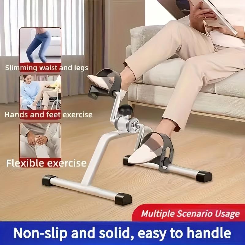 Adjustable Folding Exercise Bike - White Portable Folding Bike with ic Resistance, Sturdy Frame & Thick Pedal Platform, Space-Saving Foldable stationary bike for Home/Office, Compatible with Floor/Desk, Manual Operation (No Power