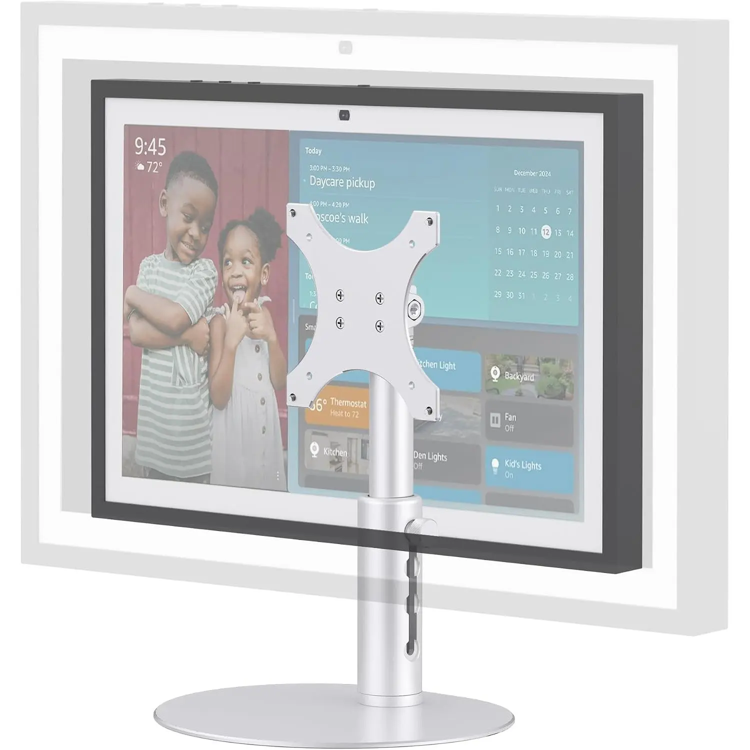 Desk Stand for Echo Show 15/21, 4-Level Height, Adjustable Tilt |  Alloy, 4 Height Positions, 15°-85° Tilt, Anti-Slip Base, Easy Setup,