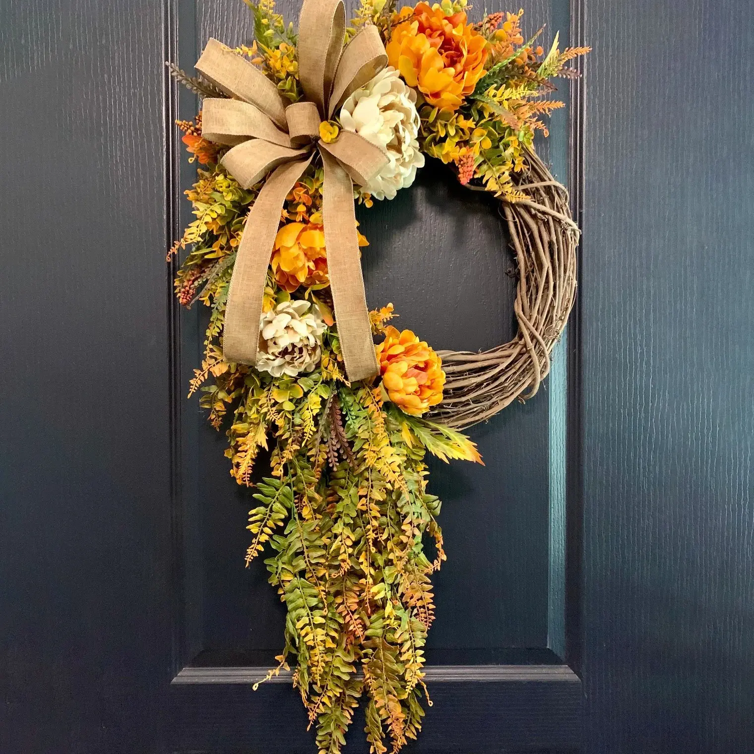 Artificial Flower Bouquet with Bow, Spring Summer Wreath, Daily Wall Hanging, Farmhouse Style, Holiday Party Decor, Rustic Theme