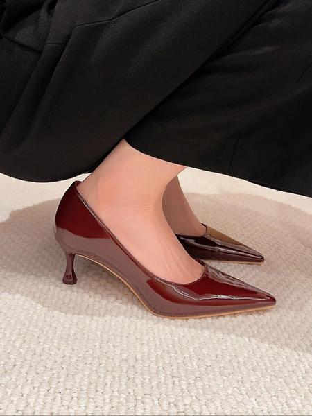 Women's Pointed Toe Stiletto Heels, PU Leather Upper, Rubber Sole, Elegant Spring & Fall Shoes, Fashionable Office Wear, Stiletto Heeled Pumps