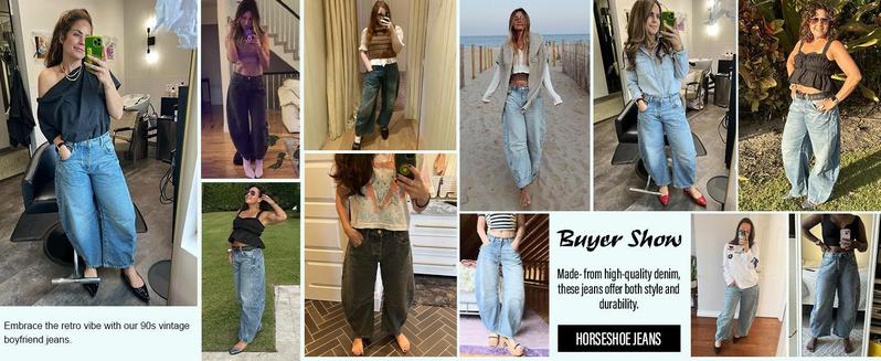 Women's Baggy Boyfriend Jeans Vintage Wide Leg Mid Rise Barrel Denim Ankle Pants