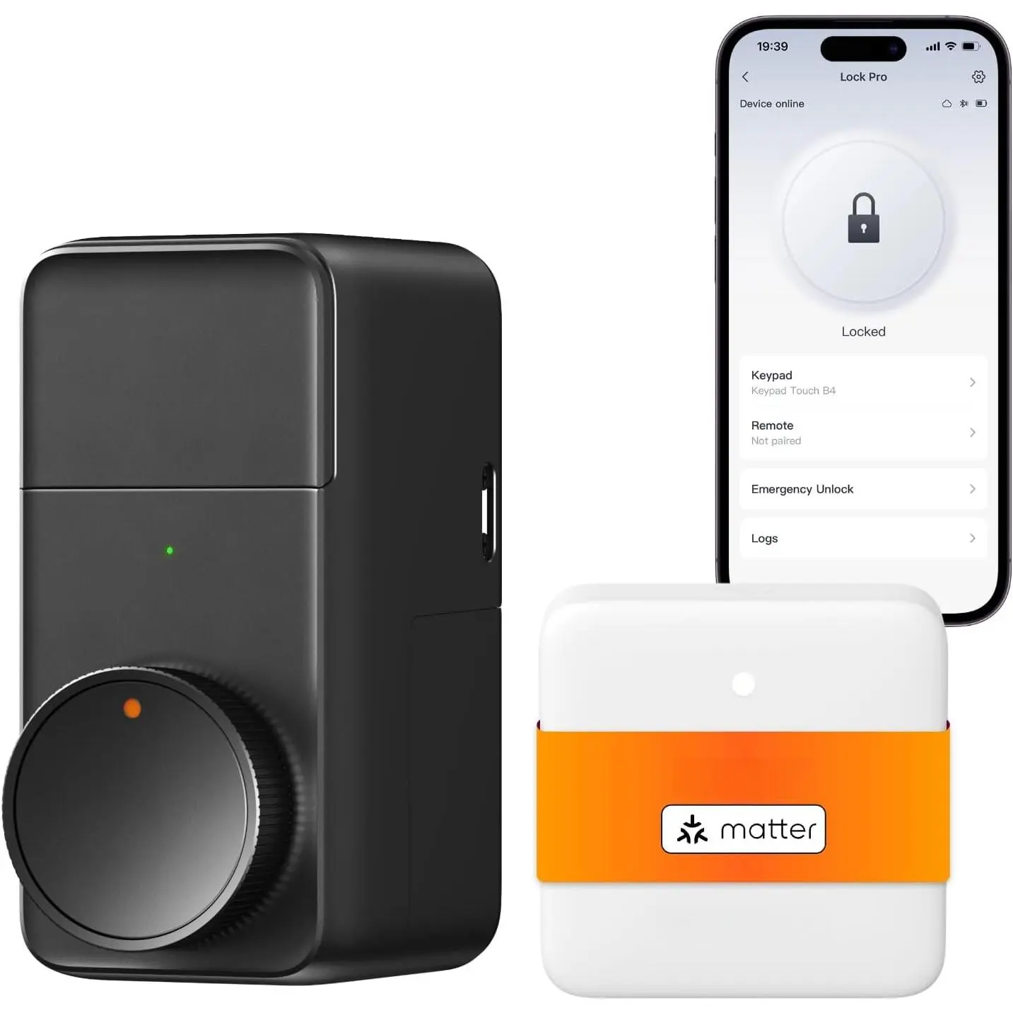 WiFi  Lock Pro + Hub Mini Matter, Keyless Entry  Deadbolt  for Existing Deadbolt, Install in Minutes, Matter, , HomeKit, Alexa,  Assistant