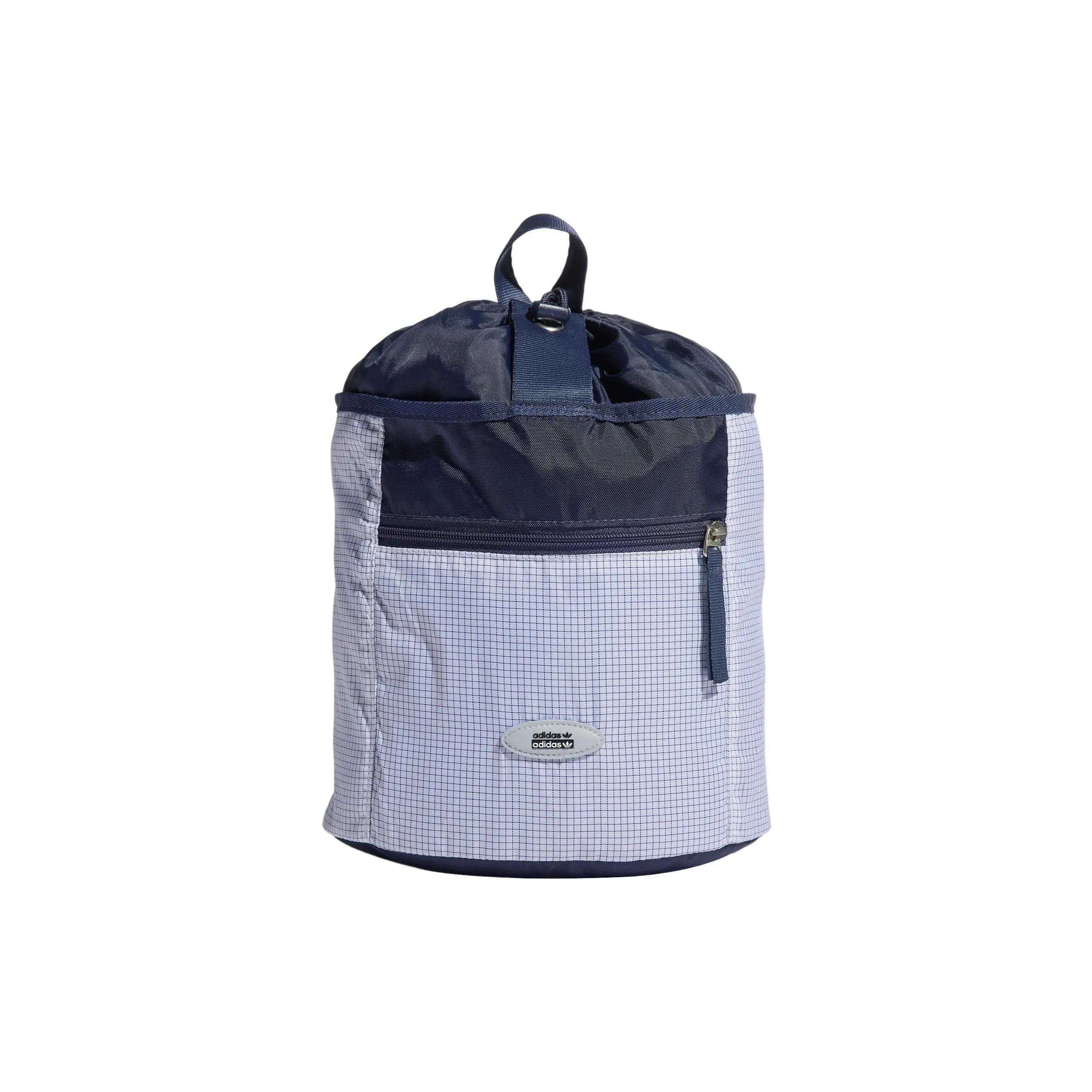 Adidas Originals Bucket Bag for Men and Women – Plaid Pattern Logo Drawstring Sporty Nylon Polyester Handbag