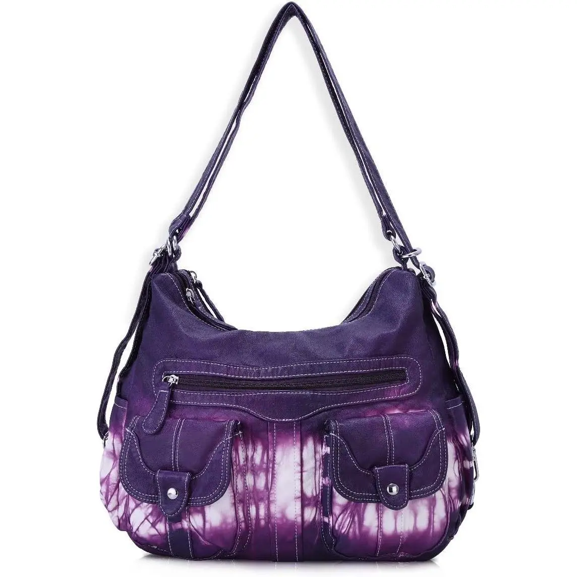Women Multifunctional Soft Leather Handbag Purses  Hobo Backpack Crossbody Zipper Bag with Pocket