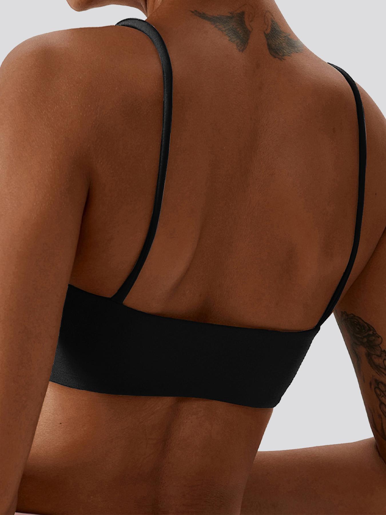 Women's Solid Wireless Sports, Breathable Comfortable Quick Drying Bra, Ladies Sportswear for Yoga Gym Wireless Sports Bras