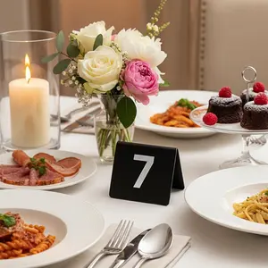Acrylic Table Numbers Set, Dual-Sided Tent Style Digital Cards, Ideal for Weddings, Parties, Banquets, Cafes
