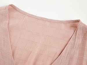 Imily Bela Womens Short Sleeve V Neck Blouse Button Down Shirt Loose Casual Ruffle Hem Babydoll Peplum Tops