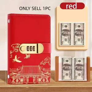 Large Capacity 100 Page 3-Ring Binder for Cash and Photos, Password Lock, Thick Plastic Cover, Office Use, Financial Records Notebook, Cash Storage Binder