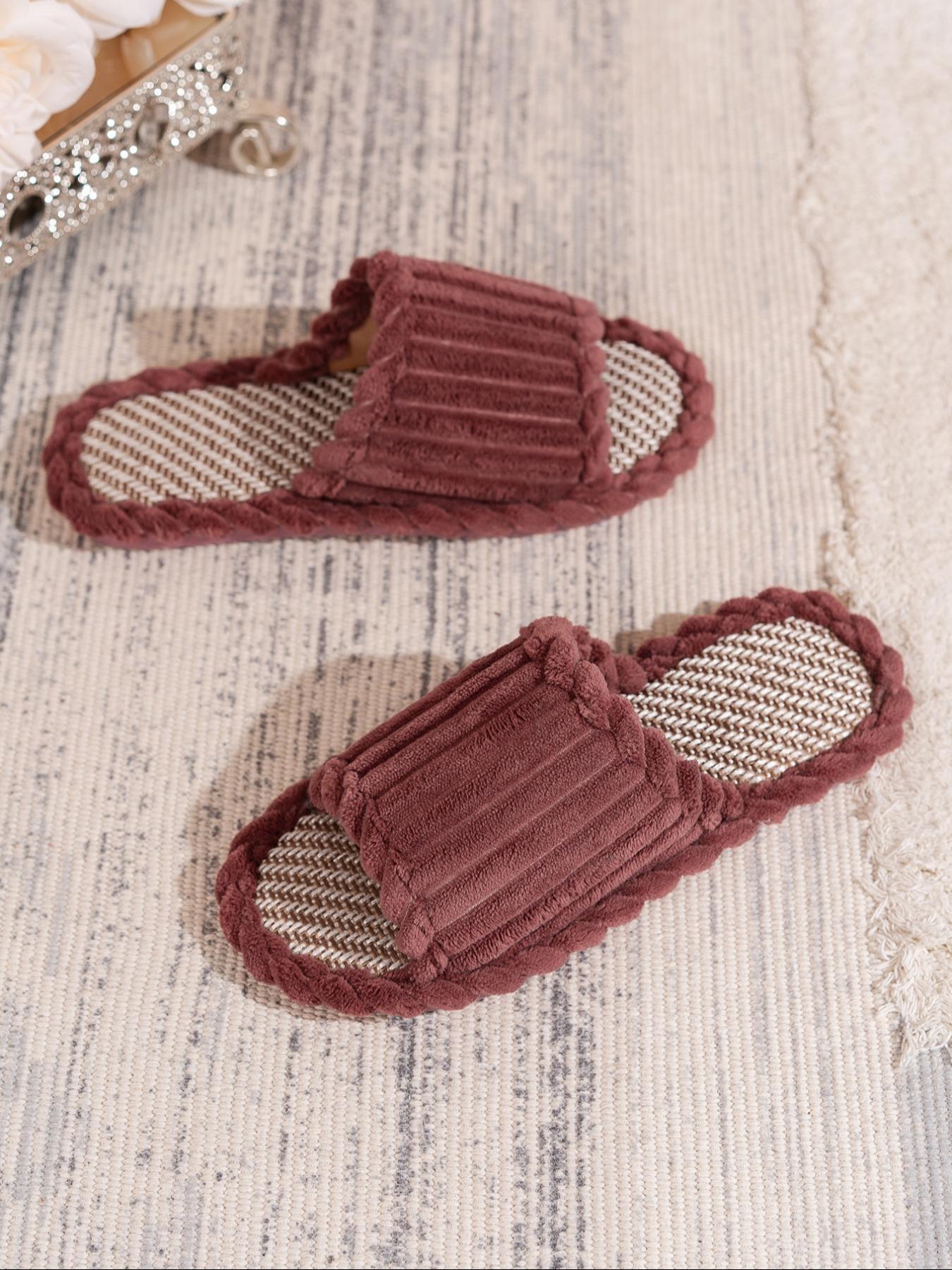 Women's Solid Color Fluffy Plush Slides, Casual Soft Comfortable Home Slippers, Warm Slippers for Indoor & Outdoor Use for Fall & Winter, Walking Shoes, Affordable Slippers