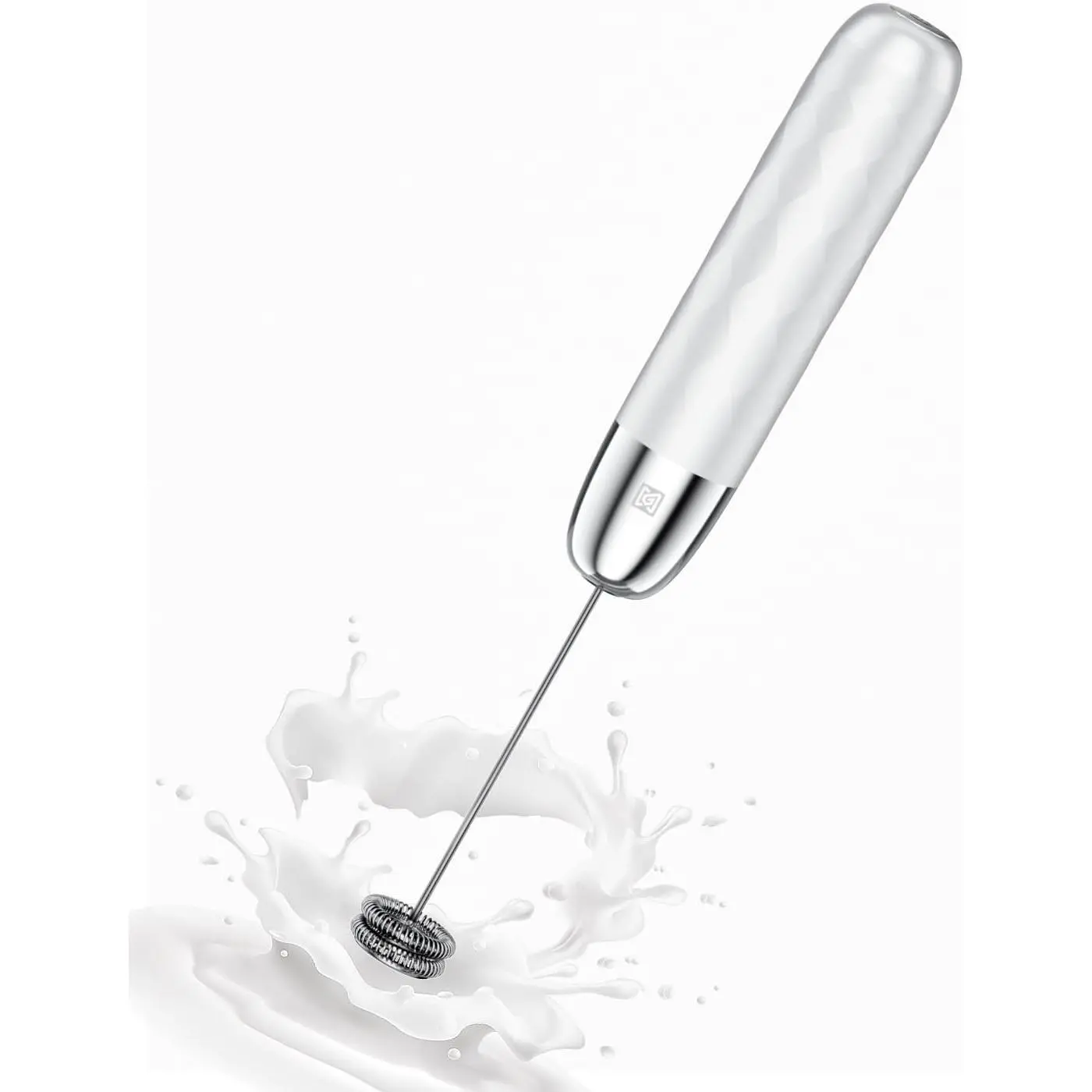 LunaFro Mini Rechargeable Handheld Electric Milk Frother with Detachable Stainless Steel Whisk, Compact High RPM Motor Drink Mixer for Coffee Lovers, Lattes, Matcha (No Stand)