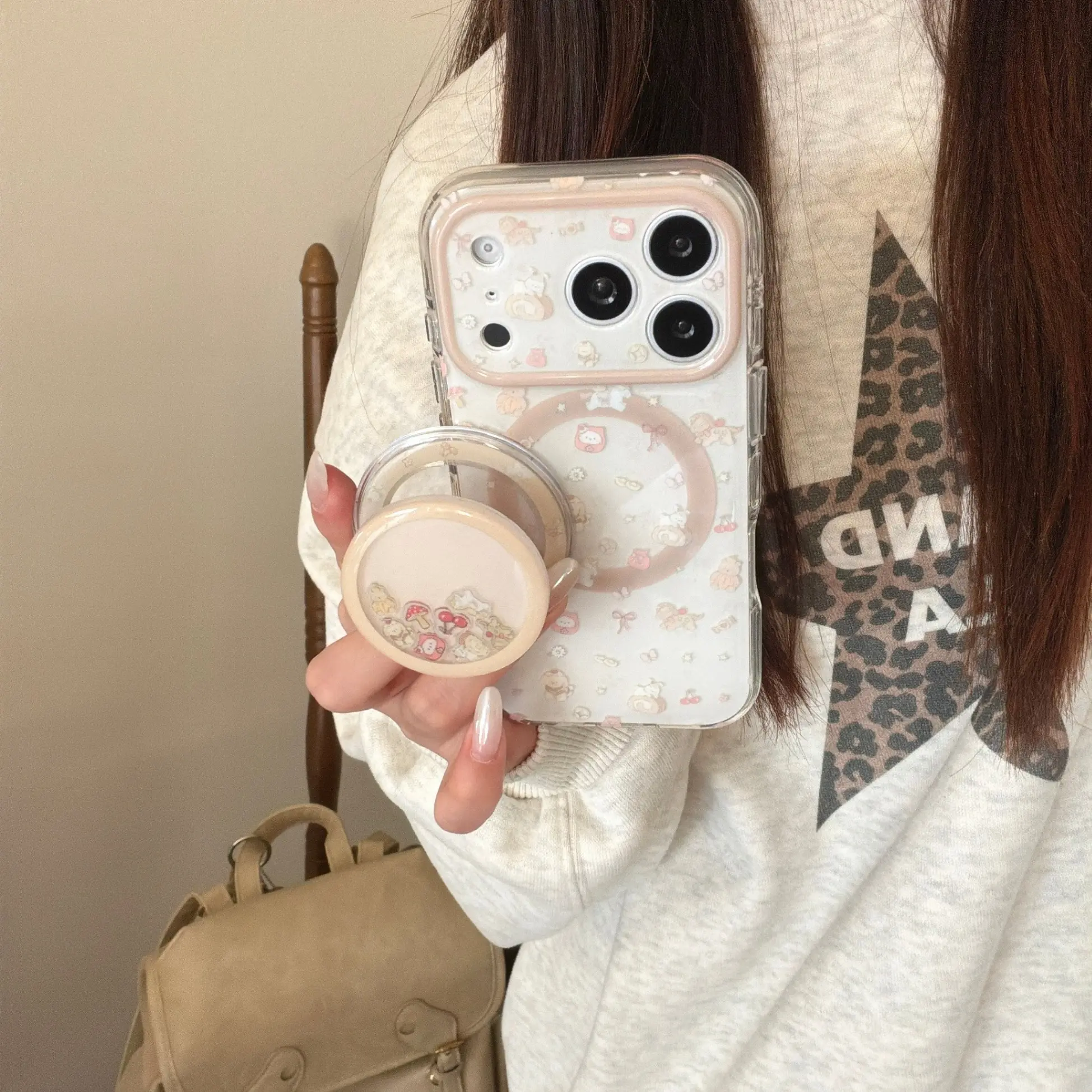 MagSafe Magnetic Phone Case for iPhone 15-17 Pro Max Series, Round Edge, Precise Cutouts, Full Print Puppy Cake Korean Style, Shockproof Anti-Drop Full Wrap, Trendy Girly Casing Cover with Protection
