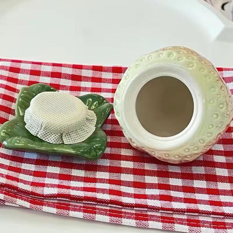 Ceramic Strawberry Tea Canister Airtight Storage Jar Coffee Container Portable Food Storage with Lid Home Decorative Ornament Birthday Gift for Tea Lovers