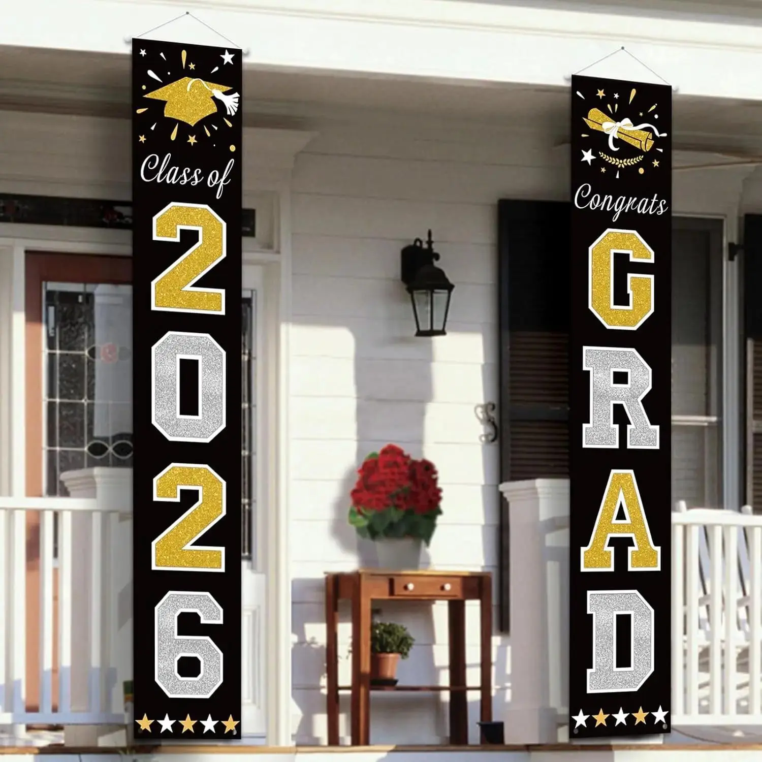 Graduation Decorations 2026, Class of 2026 Porch Banner, 70.87 x 12.60 Inch Congrats Grad Door Sign, Graduation Party Porch Decor, Easy to Hang  ：