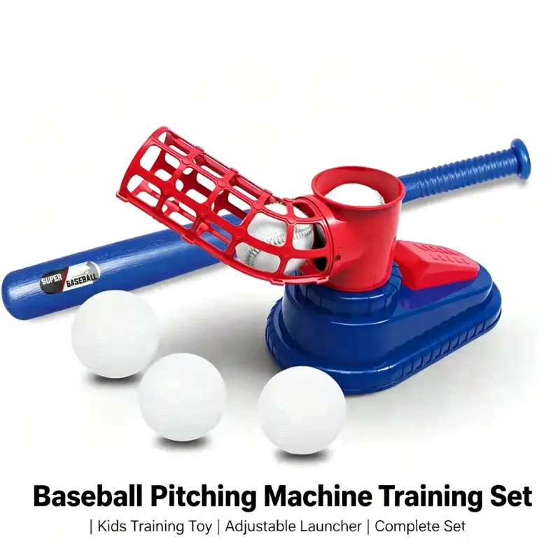 Ejectable Baseball Toy Pitching Machine Trainer Set Launcher, Indoor & Outdoor Parent-Child Sports Fitness Equipment
