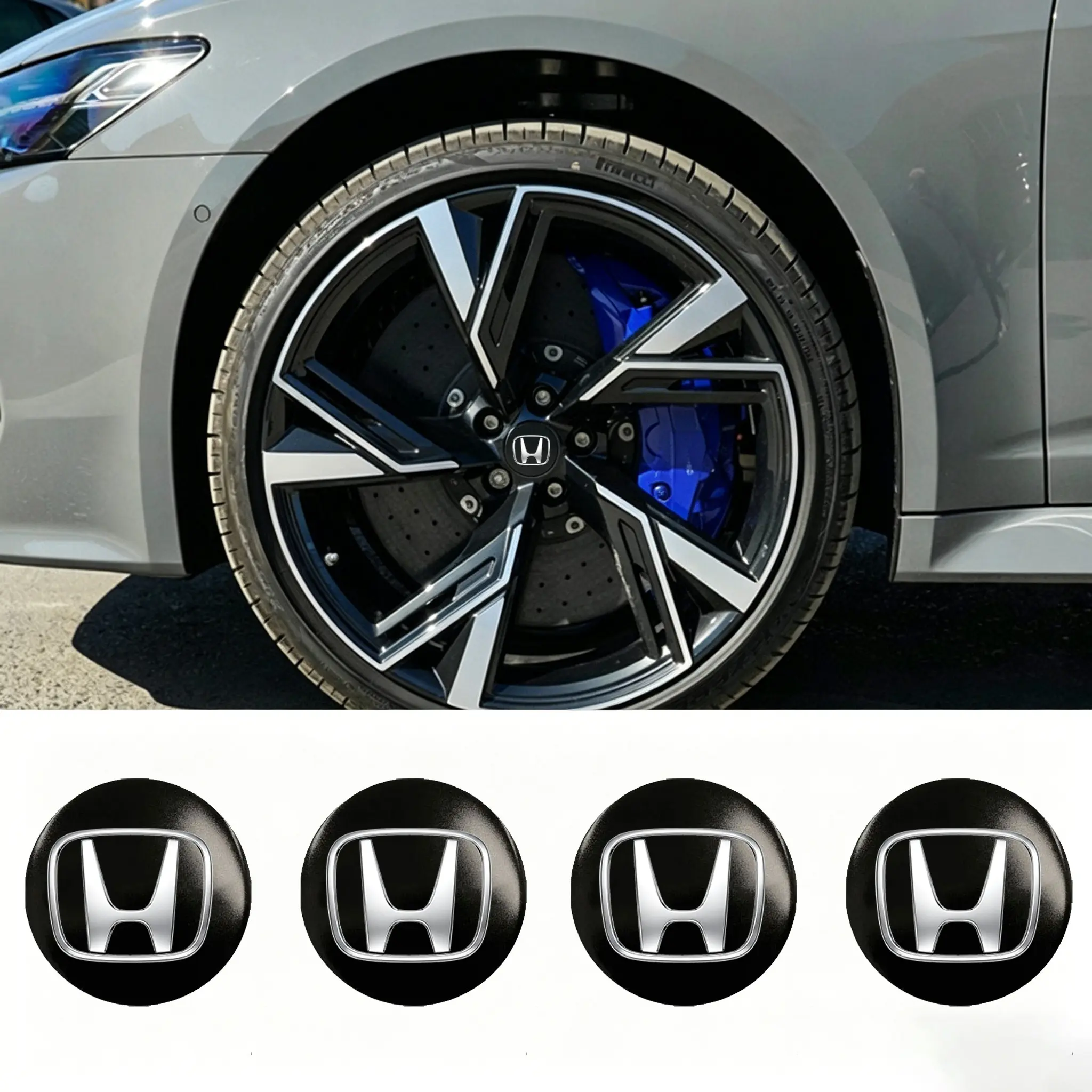 4pcs Honda Custom Wheel HUB Stickers, for Fit F Sport, Civic, Insight, Cr-V, 56mm Center Cap Decals, Stylish Car Accessories, Automotive Decals