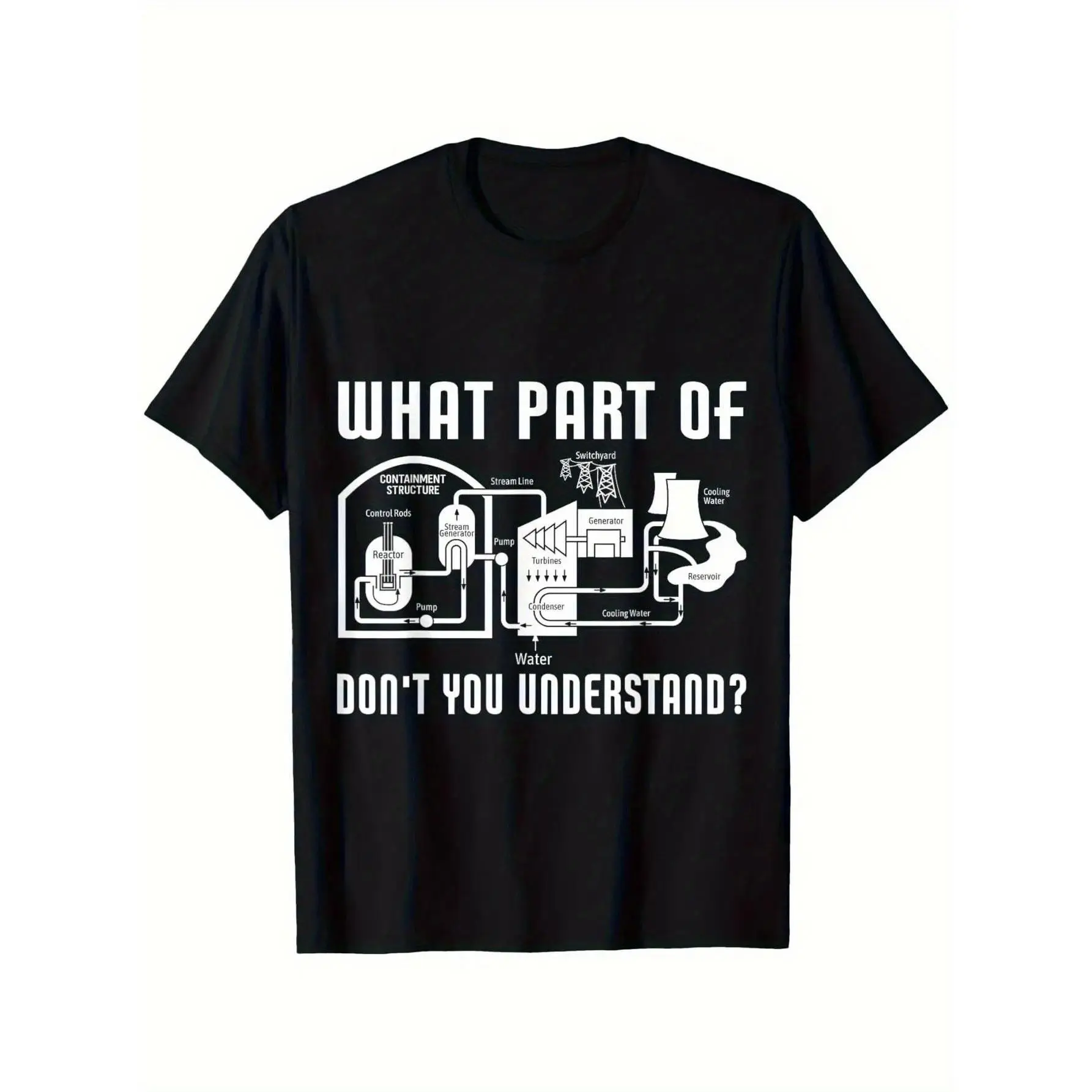 Nuclear Energy Flow Chart T-Shirt - Funny Slogan What Part of Nuclear Energy Do You Not Understand Soft T-Shirt for Engineers, Factory Operators, And Physics Enthusiasts - Sizes S-- Durable Printed Workwear And Casual Shirt, Nuclear, Plus Size