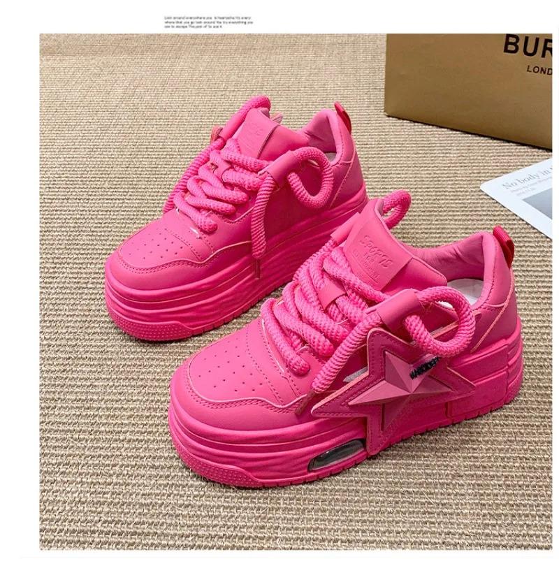 Platform Sneakers Women 2025 Autumn Fashion Star Personalized Designer Vulcanized Shoes Casual Running Street Skateboarding Shoes