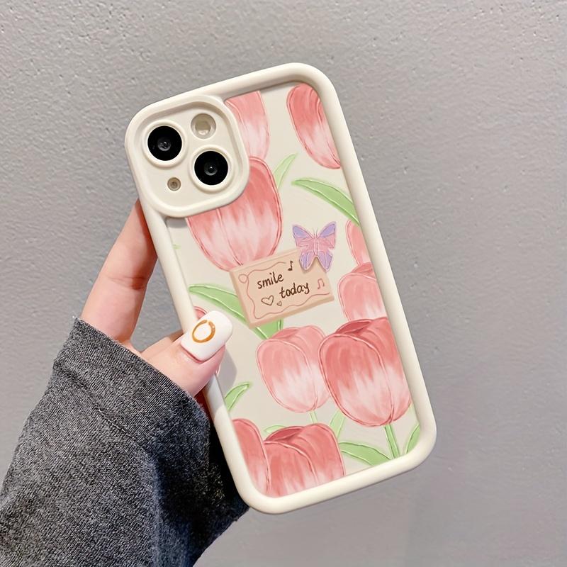 Pink Tulip Mobile Phone Case for iPhone 17 E Air Pro ProMax iPhone16 15 14 Plus 13 12 Mini 11 X XS XR