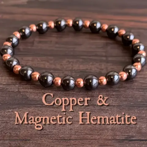 Unisex Handmade Hematite and Copper Beaded Bracelet, Vintage Bohemian Style Jewelry, High-Quality Accessory for Wealth and Good Fortune
