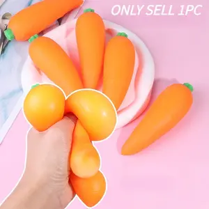 New Simulation Fruit Squeeze Toy, Carrot Shape Memory Salad Fun, Soft Stretchy, Slow Rebound, Stress Relief, Kids and Adults Love