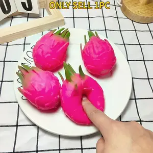 Dragon Fruit Stress Relief Toy, Slow Rebound Finger Toy, Squishy Fruit, Sensory Anxiety Relief, Desktop Companion, Unisex Sensory Pressure Release Tool, Soft Fidgets Squishies