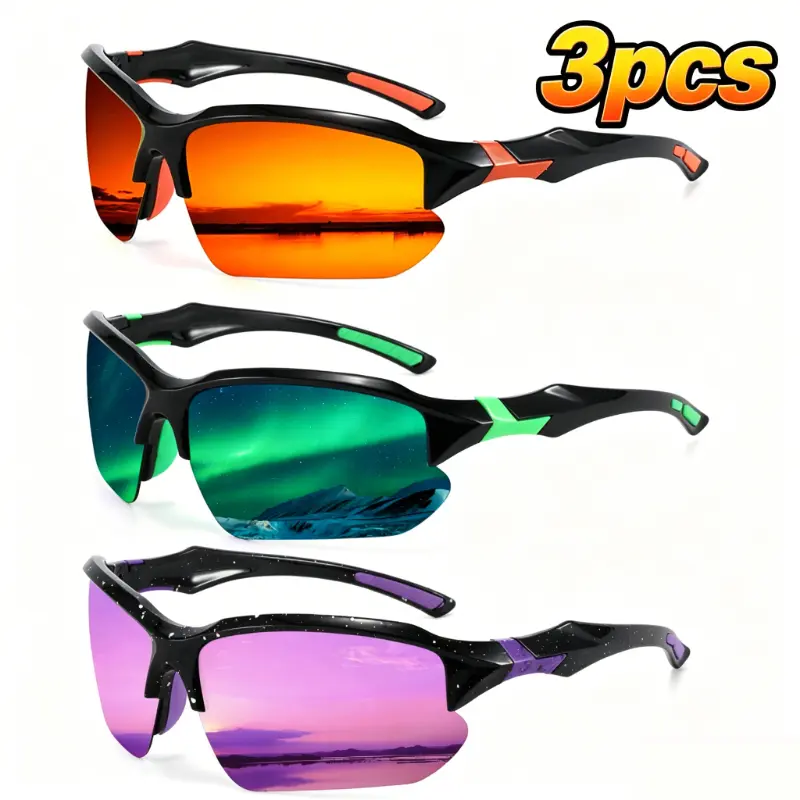 Sports Outdoor Sunglasses, Unisex Polarized Wrap-Around PC Frame with UV400 Protection for Cycling & Fishing, Wrap Around Glasses, Lightweight Windproof Eyewear, Wrap Around Sunglasses