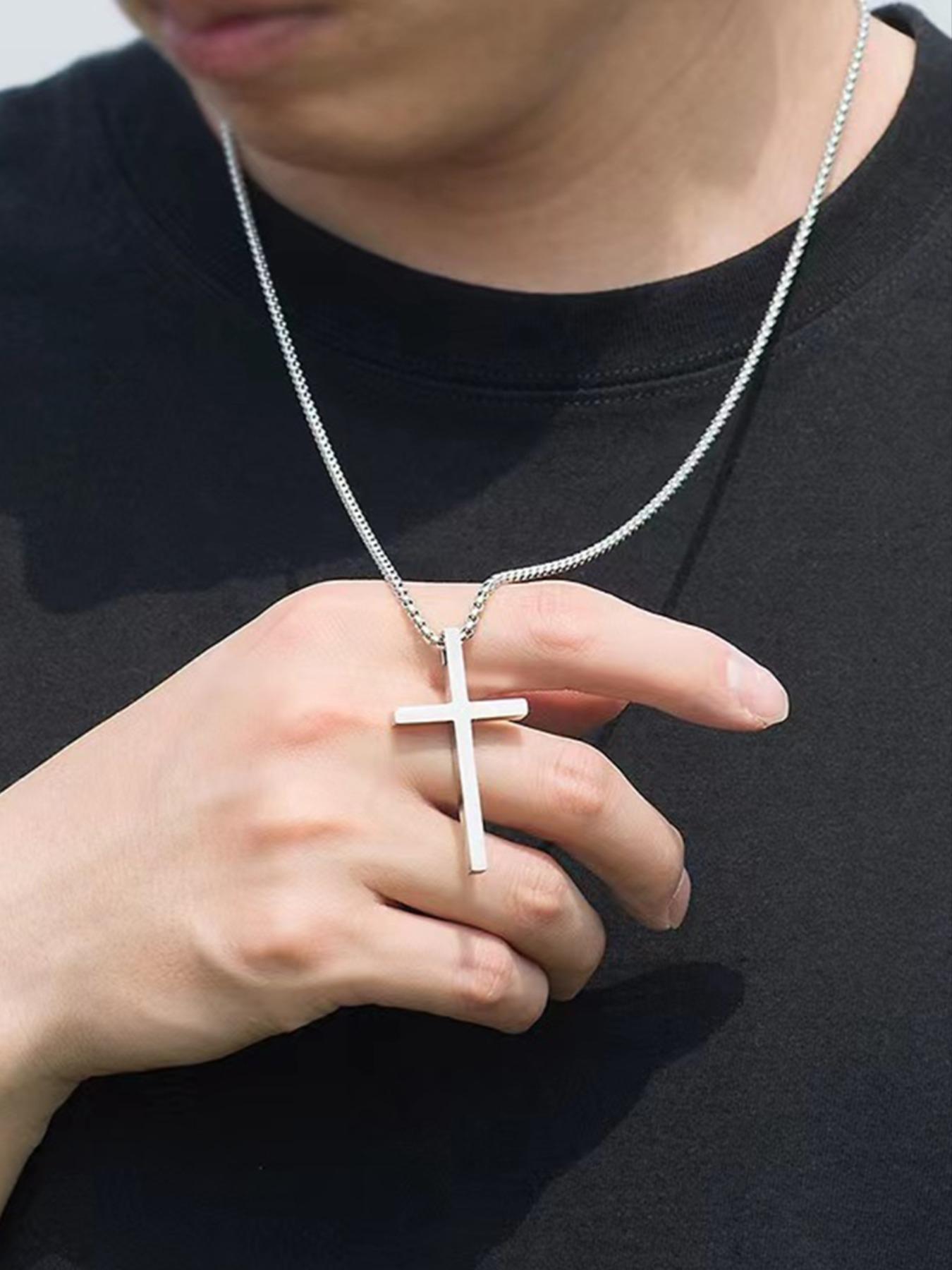 Stainless Steel Cross Necklace for Men and Women (Unisex), Mens Necklaces with 2.5mm Cross Chain