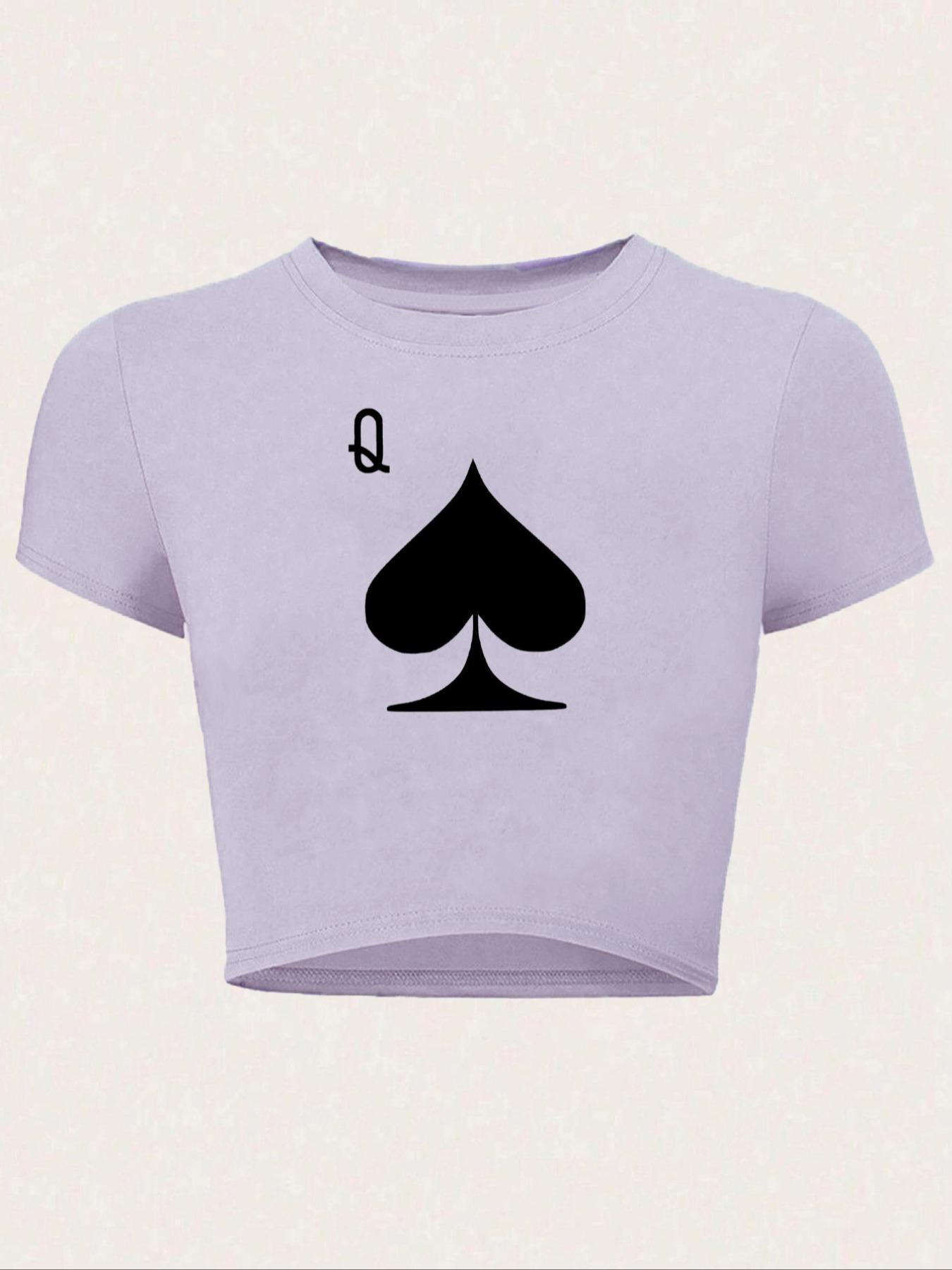 Women's Round Neck Crop Tee Top, Fashion Casual Streetwear Short Sleeve Graphic T-shirt for Everyday Holiday Vacation Outdoor Wear, Ladies Clothes for Summer, Clothing