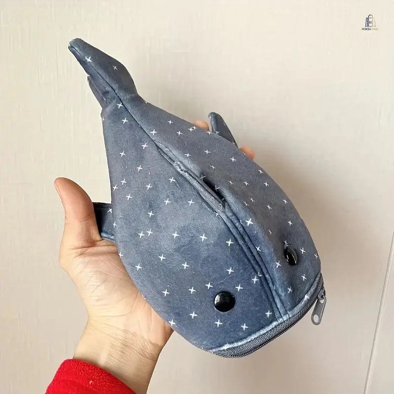 Canvas Pencil Case |   Trending Cute Shark Mouth Zipper Pouch, Fun Playful Animal Stationery Bag for Kids, Creative Portable School Office Storage Bag for Classroom & Daily Study