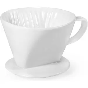 Pour Over Coffee Dripper Ceramic 3 Holes Flat Bottom Coffee Maker Easy Manual Slow Brew Porcelain Filter Cone for Travel Camping Office Home White