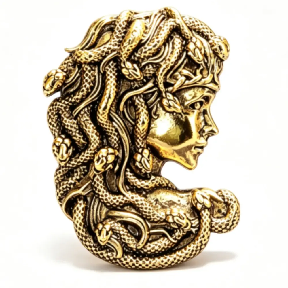 Classic Women Men Fashion Vintage Medusa Alloy Brooches Badges Retro Lady Suit Coat Pin