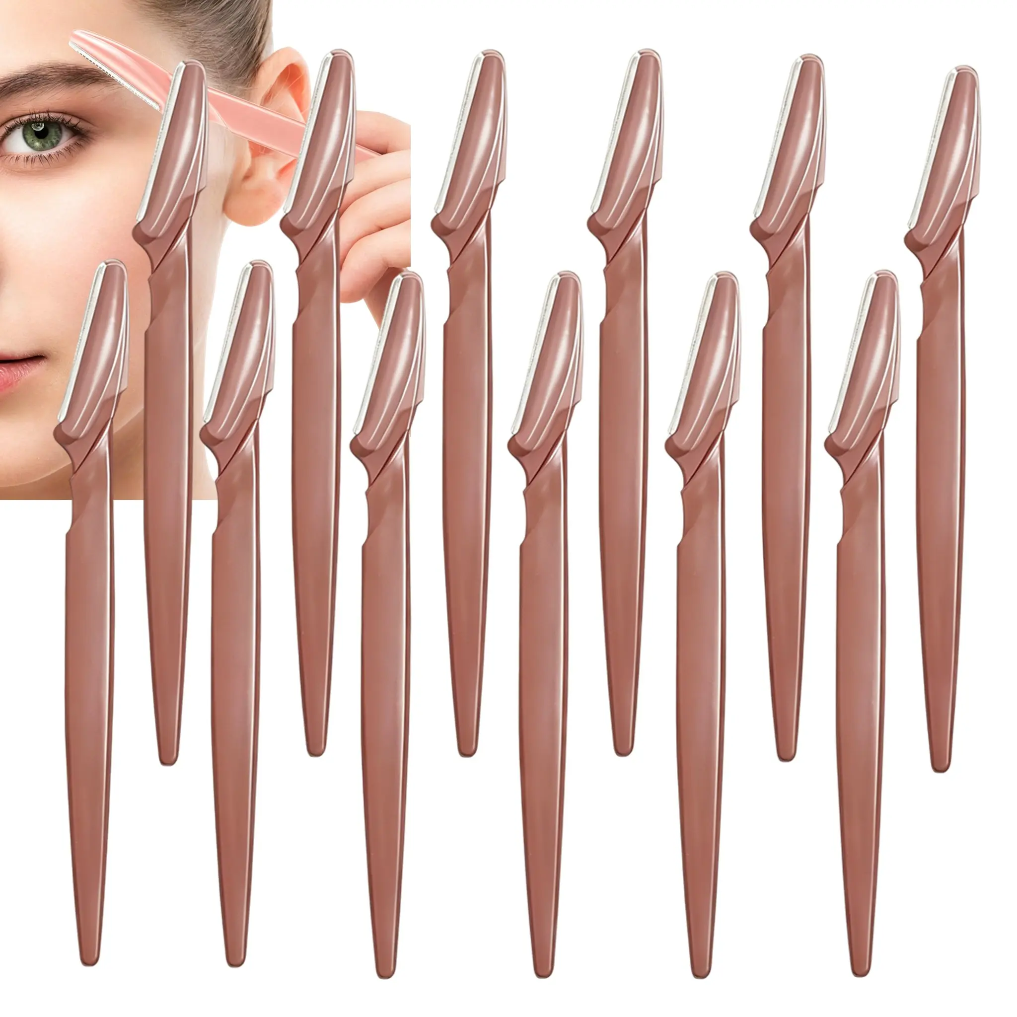 12-Piece Stainless Steel Eyebrow Hair Trimmer Set, Eyebrow Grooming Kit with Protective Case, Unisex Precision Grooming Razor, Durable & Safe Design, Eyebrow Makeup Tool, Cosmetics Makeup Tools, Beauty Equipment