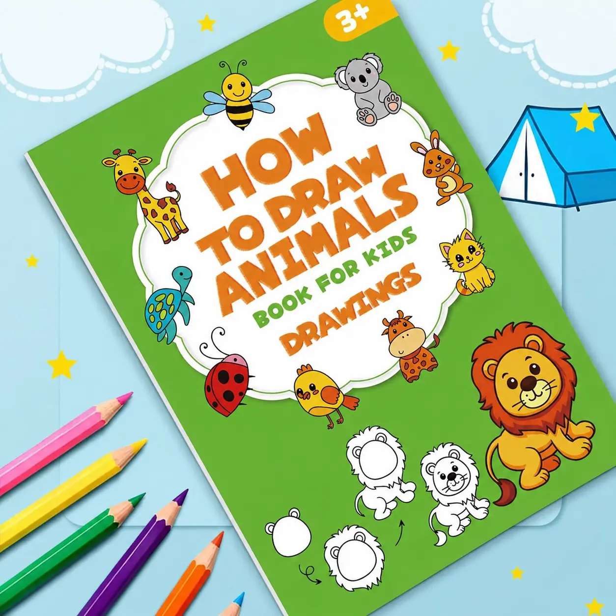 Safety Certified! 32-Page Step-by-Step Drawing Kit | Nearly 100 Animal Sketching | US & EU Standards | Montessori Art Activity | Screen-Free Toddler Fun | Toddler Workbook | Doodle Books | Learning Tool