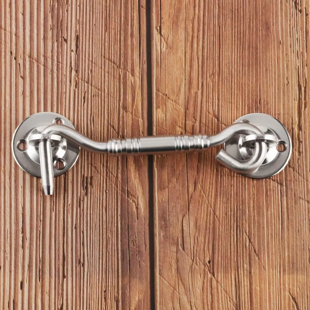 Hook and Eye Latch for Door,4 Inch Barn Door Lock Gate Latch,Brushed | Stainless Steel Hook Eye Latch Heavy Duty Latches Screen Door Latches for Barn Shed Cabin Window Bathroom Sliding Door