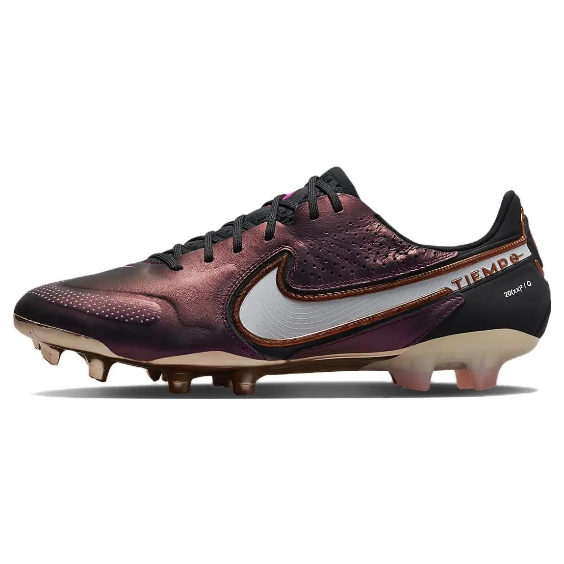 Nike Tiempo Legend 9 Elite FG Soccer Cleats for Men – Black Red Gold, Natural Grass, Cushioned Verifiable, with credentials and supporting global authentication