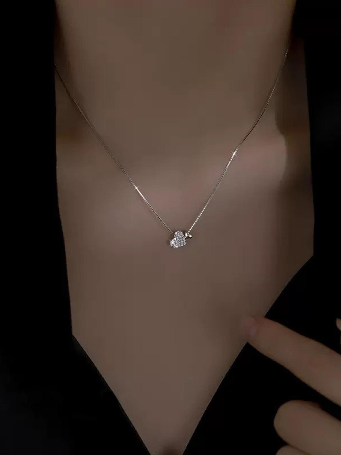 Heart Shaped Pendant Necklace for Women, Love Heart Necklace, Heart Design Necklace, Fashion Jewelry for Party, Daily Clothing Decor, Trendy All-match & Exquisite Jewelry for Birthday Gift