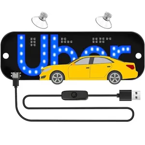 LED Car Windshield Sign Rideshare Windshield LED Light With Blue Decal And USB Touch Dimmer
