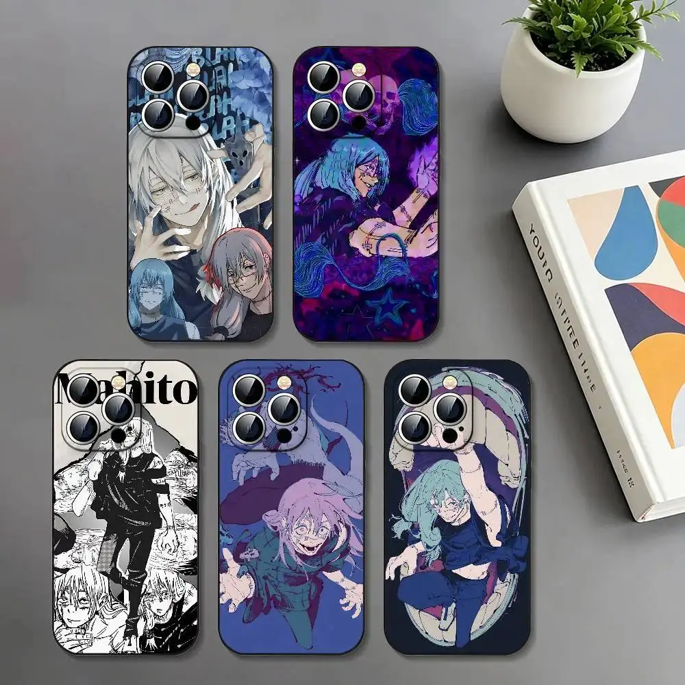 Cartoon Mahito Phone Case Slim Black Shockproof Protective Cover For iPhone 11-17 Pro Max/Plus & Samsung Galaxy S23-S25